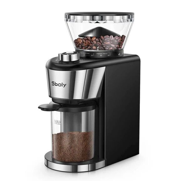 Electric Flat Burr Coffee Grinder 35 Settings Espresso French Percolator New OB - Picture 1 of 11